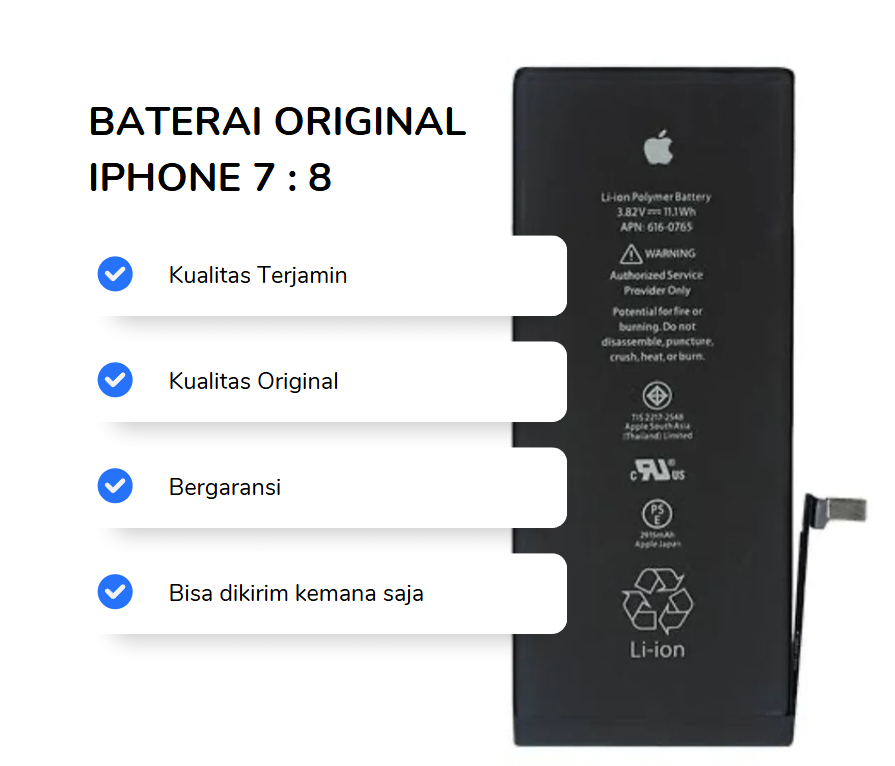 BATERAI IPHONE 8 ORIGINAL (HEALTH 100%)