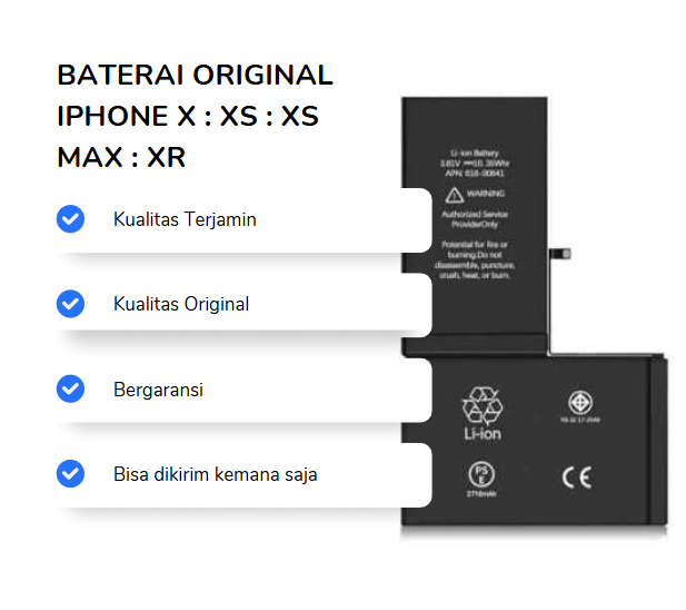 BATERAI IPHONE XS ORIGINAL (HEALTH 100%)