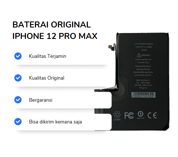 BATERAI IPHONE 12 PRO MAX ORIGINAL (HEALTH 100%)