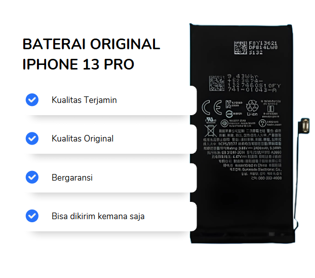 BATERAI IPHONE 13 PRO ORIGINAL (HEALTH 100%)