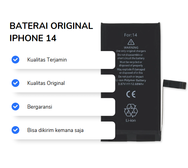 BATERAI IPHONE 14 ORIGINAL (HEALTH 100%)